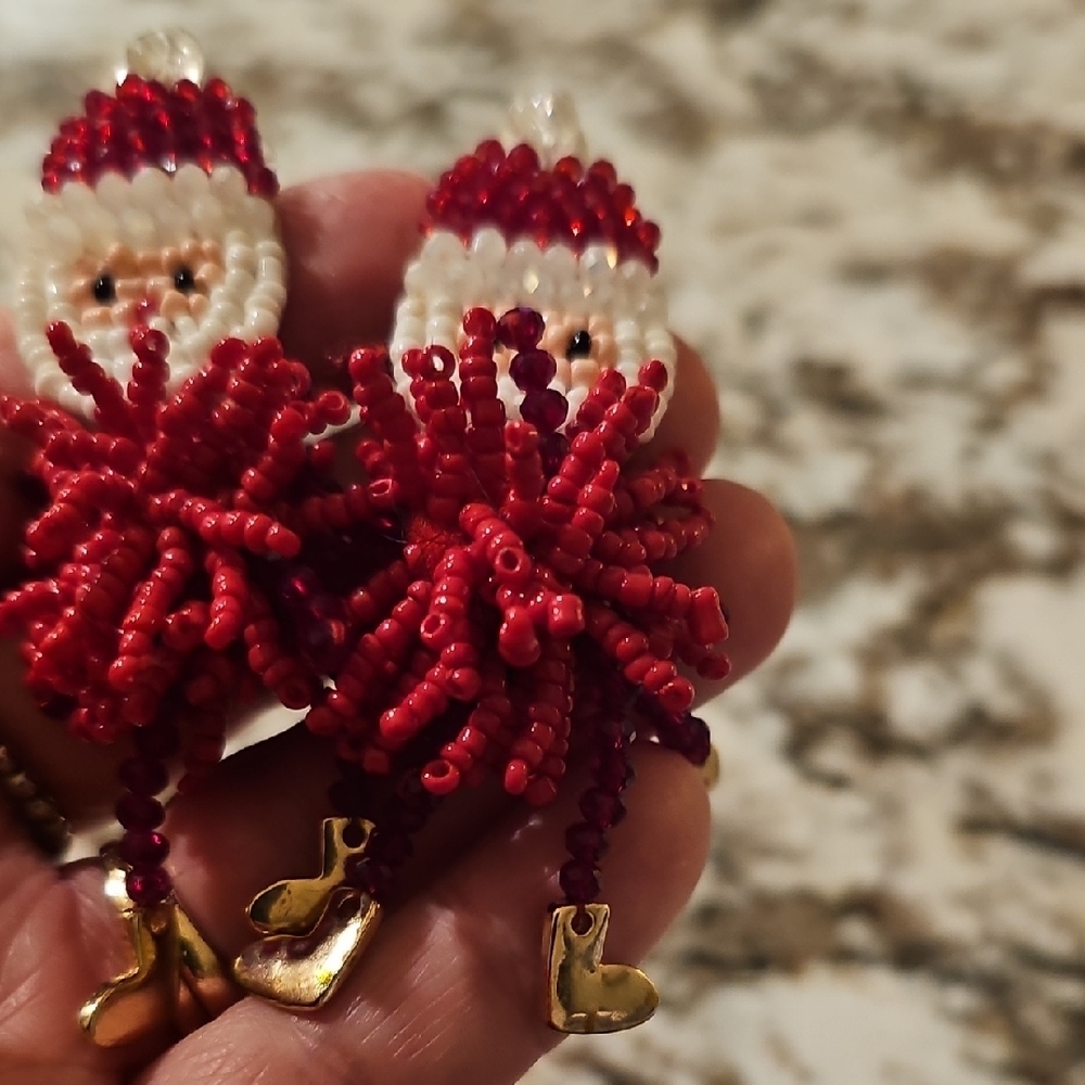 Festive Santa Beaded Earrings